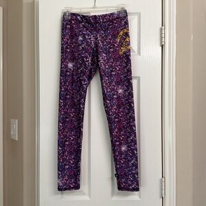 Terez Peloton Purple Glitter Fabric Leggings